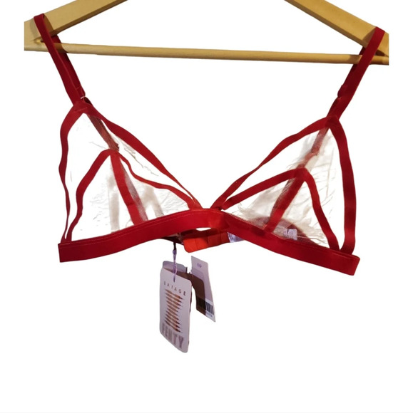 Savage x Fenty Mesh Red Velvet Bra size Small sexy brat - Picture 3 of 8